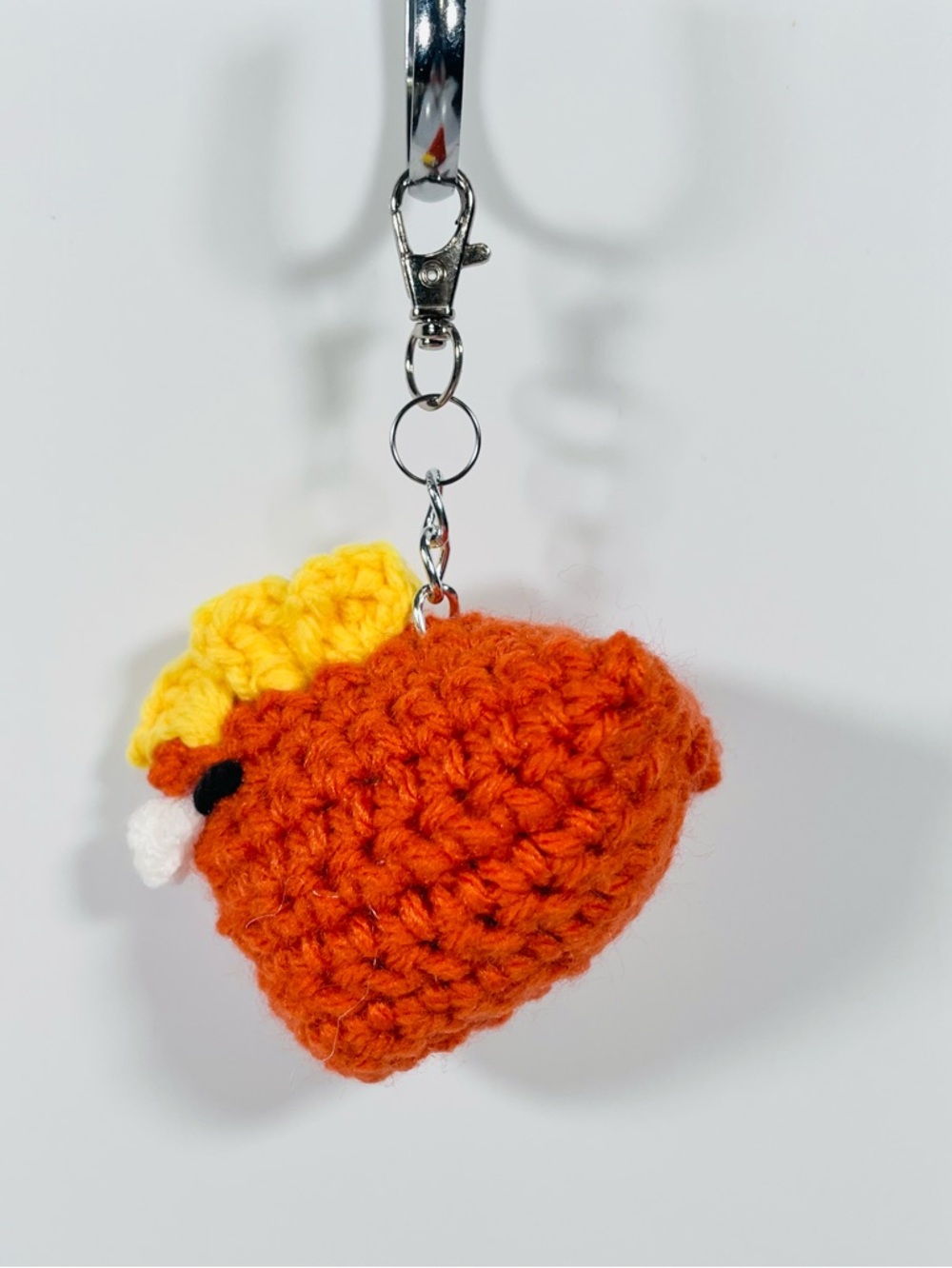 Orange Crochet Chicken Keychain Bag Charm